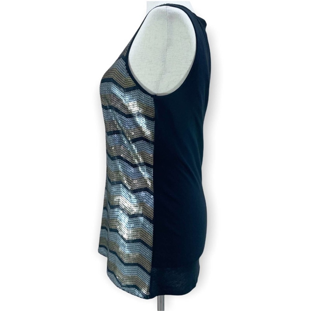 Express Sequined Tank Top Silver Gold  Chevron Scoop Neck Size S - Picture 4 of 11